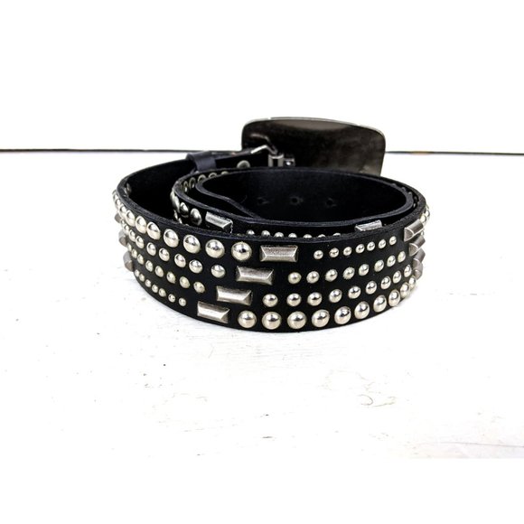 Iron Horse black silver studded faux leather western buckle belt - Picture 3 of 5